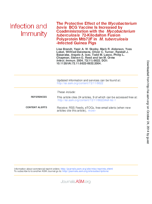 (PDF) The Protective Effect of the Mycobacterium bovis BCG Vaccine Is ...