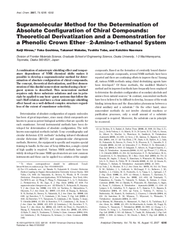 (PDF) Supramolecular Method for the Determination of Absolute ...