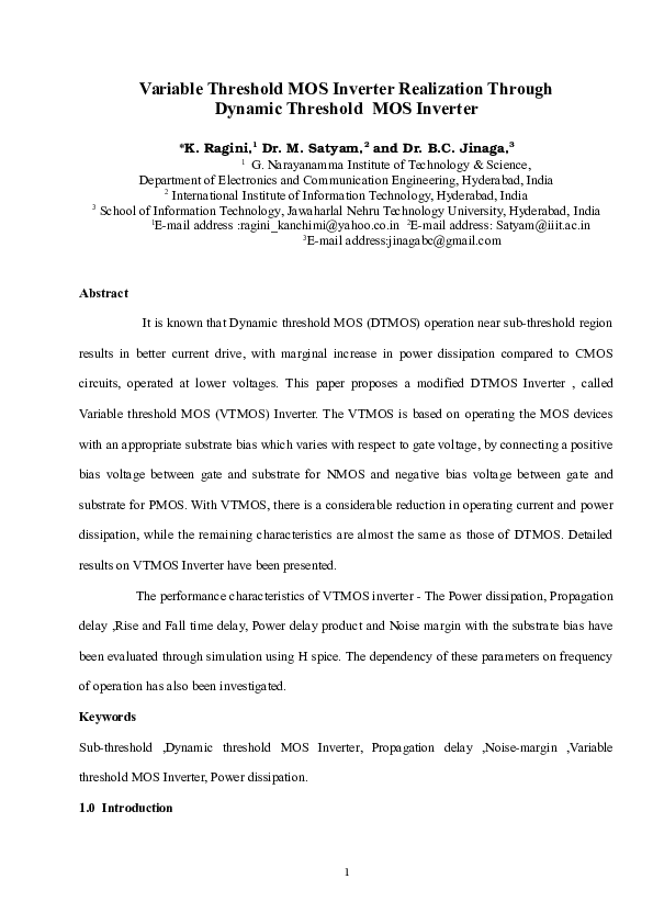 (DOC) Variable Threshold MOS Inverter Realization Through Dynamic ...