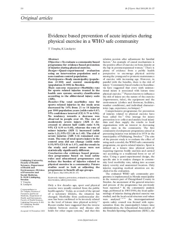(PDF) Evidence based prevention of acute injuries during physical ...
