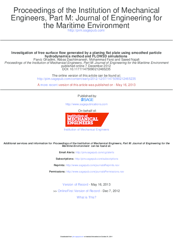 (PDF) Investigation of free surface flow generated by a planing flat ...