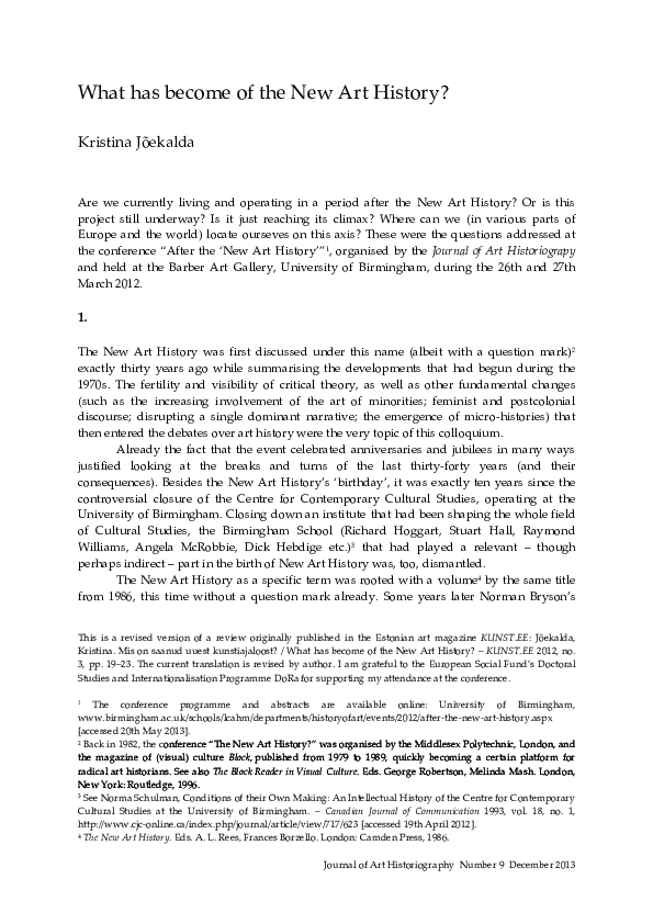 (PDF) What has of the New Art History? Kristina Jõekalda