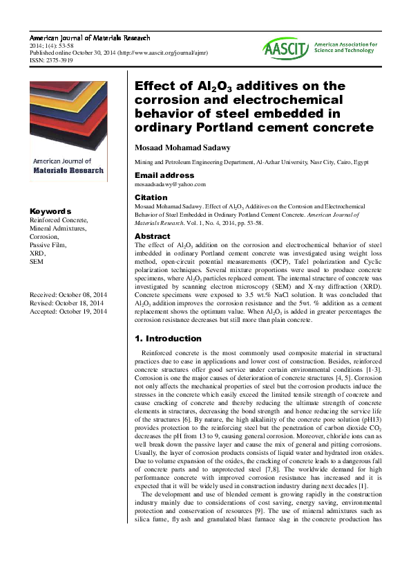 (PDF) Effect of Al 2 O 3 additives on the corrosion and electrochemical ...