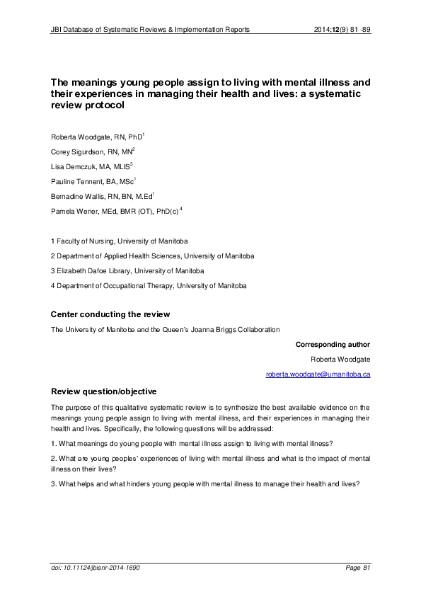 (PDF) The meanings young people assign to living with mental illness