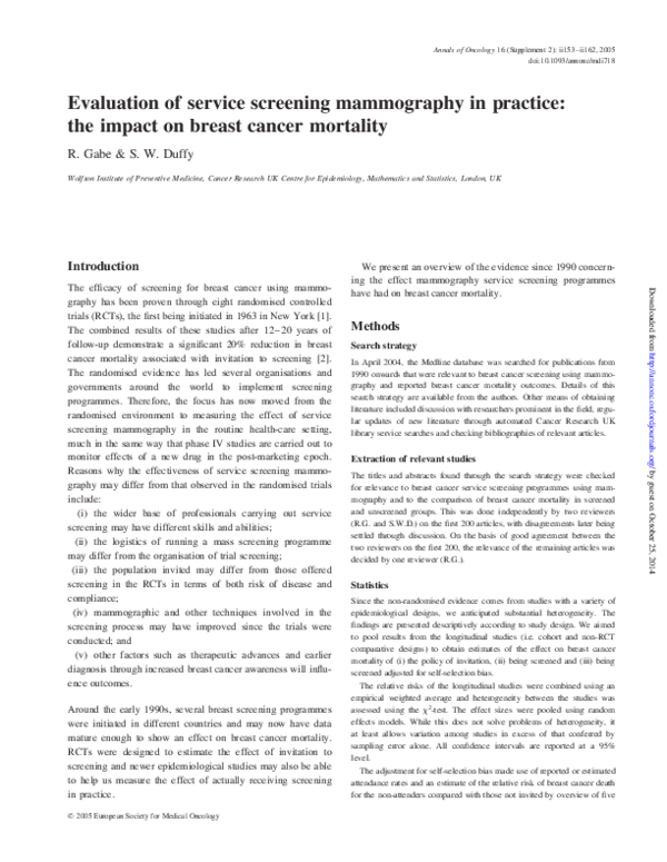 (PDF) Evaluation of service screening mammography in practice: the ...
