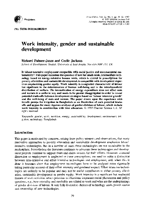 (PDF) Work intensity, gender and sustainable development