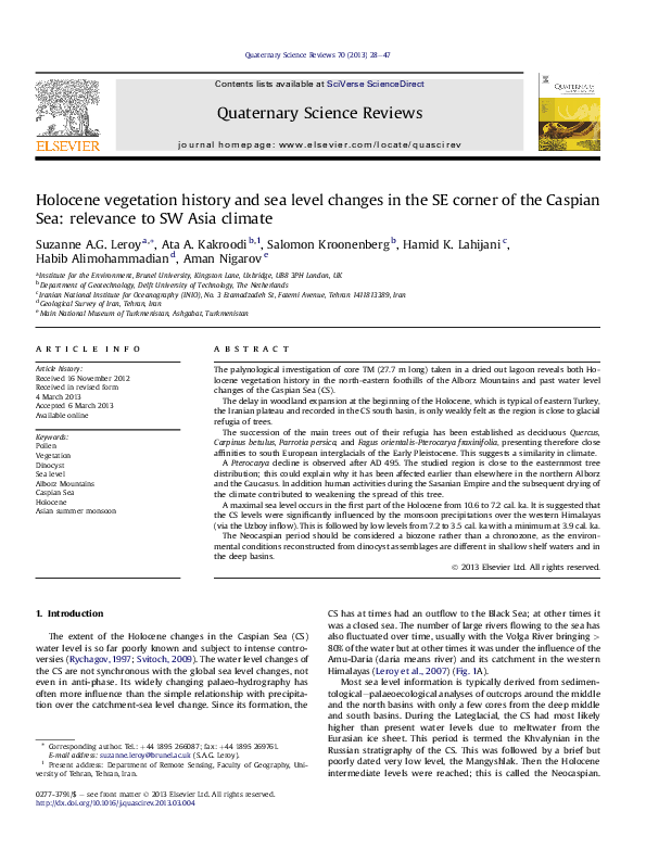 (PDF) Holocene vegetation history and sea level changes in the SE ...