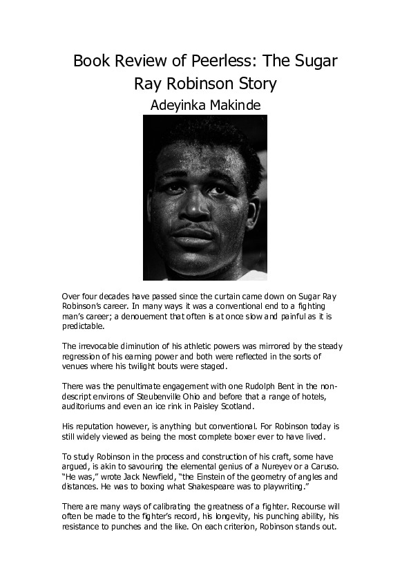 (PDF) Brian & Damon Hughes' 'Peerless The Sugar Ray Robinson Story