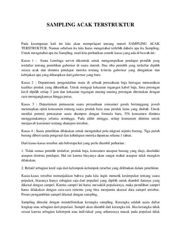 (DOC) SAMPLING ACAK TERSTRUKTUR