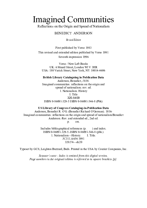 Imagined communities summary picture