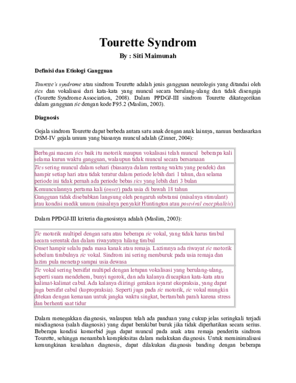 (DOC) Tourette’s syndrome