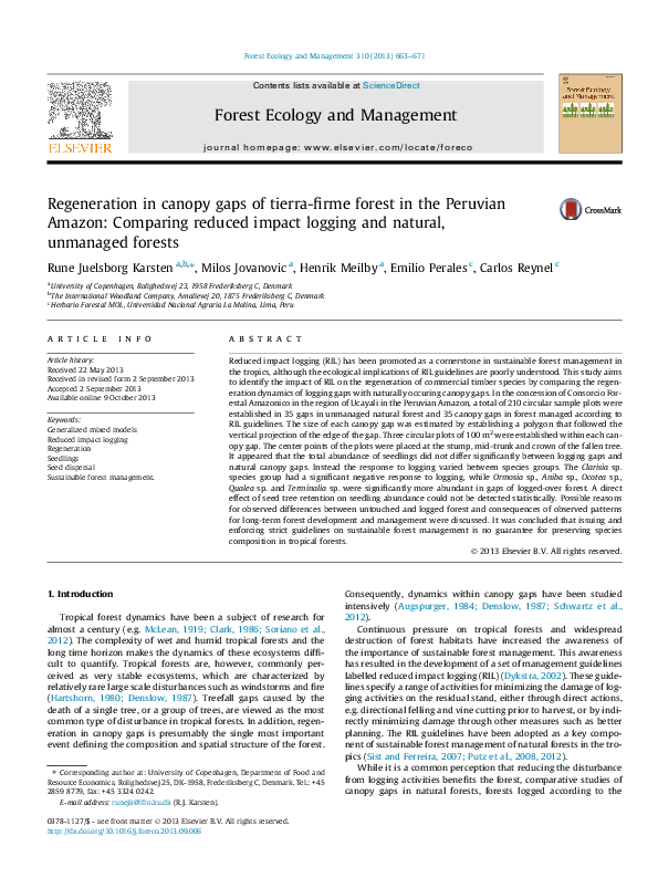 (PDF) Regeneration in canopy gaps of tierra-firme forest in the ...