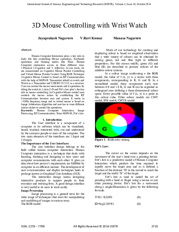 (PDF) 3D Mouse Controlling with Wrist Watch