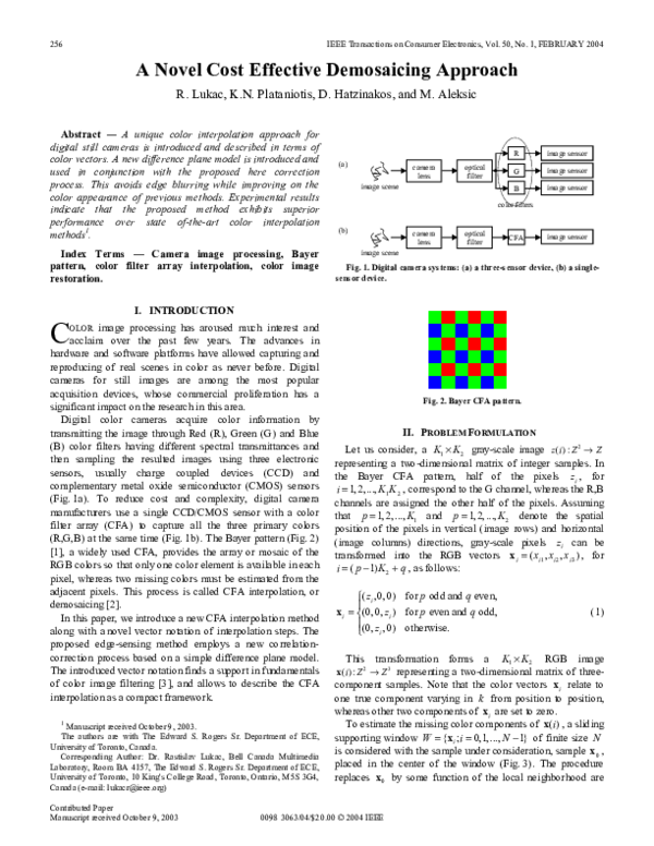 (PDF) A novel cost effective demosaicing approach