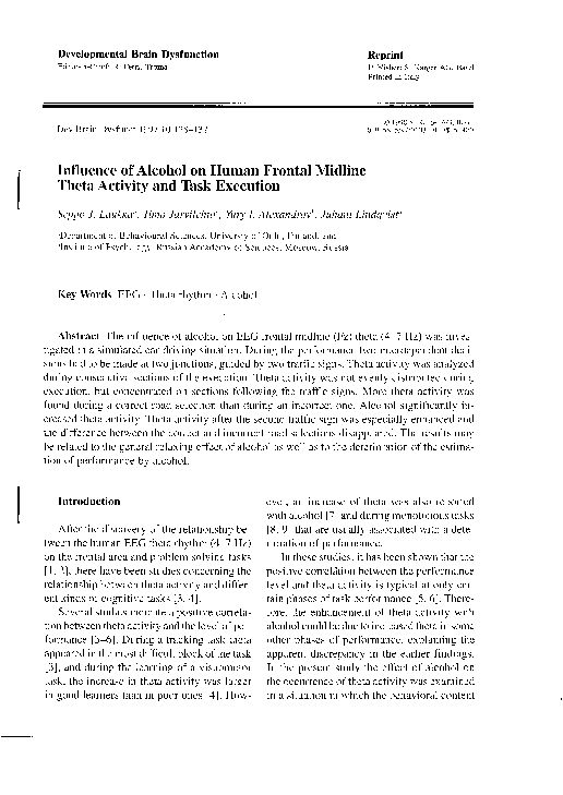 (PDF) Influence of alcohol on human frontal midline theta activity and ...