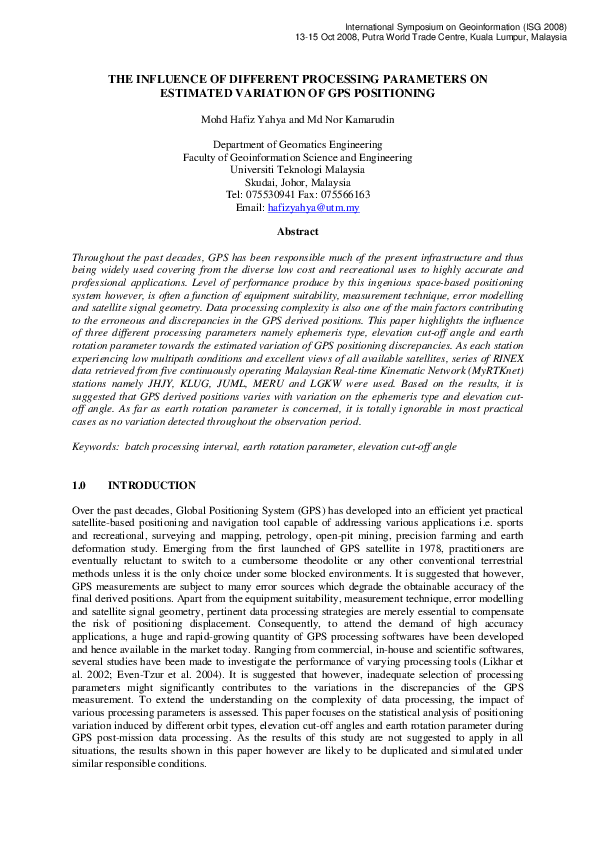 (PDF) The Influence of Different Processing Parameters on Estimated ...