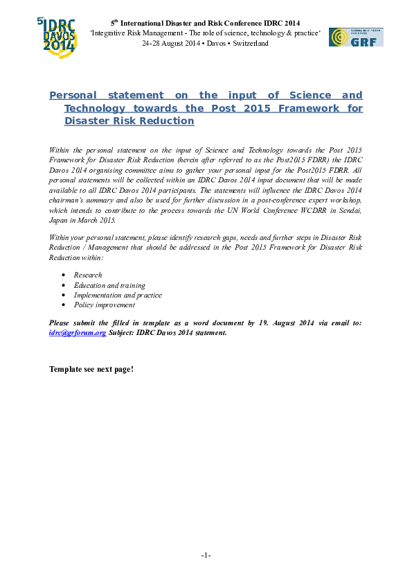 Template for personal statement image