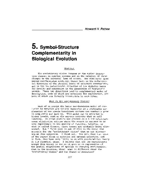 (PDF) Symbol-structure complementarity in biological evolution