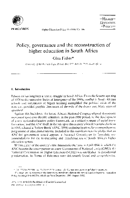 (PDF) Policy, governance and the reconstruction of higher education in ...