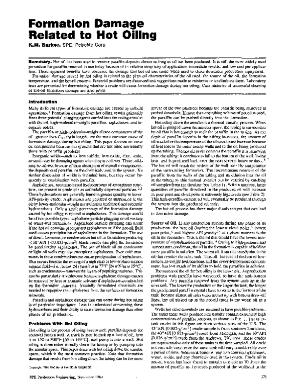 (PDF) Formation damage because of hot oiling wells