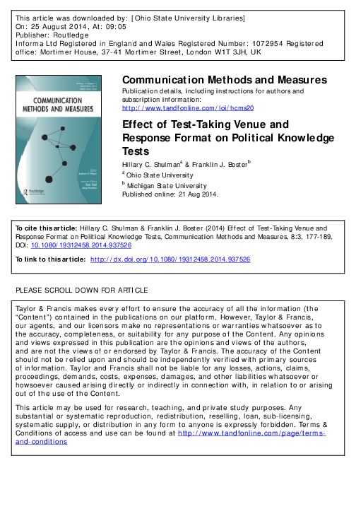 (PDF) Effect of test-taking venue and response format on political ...