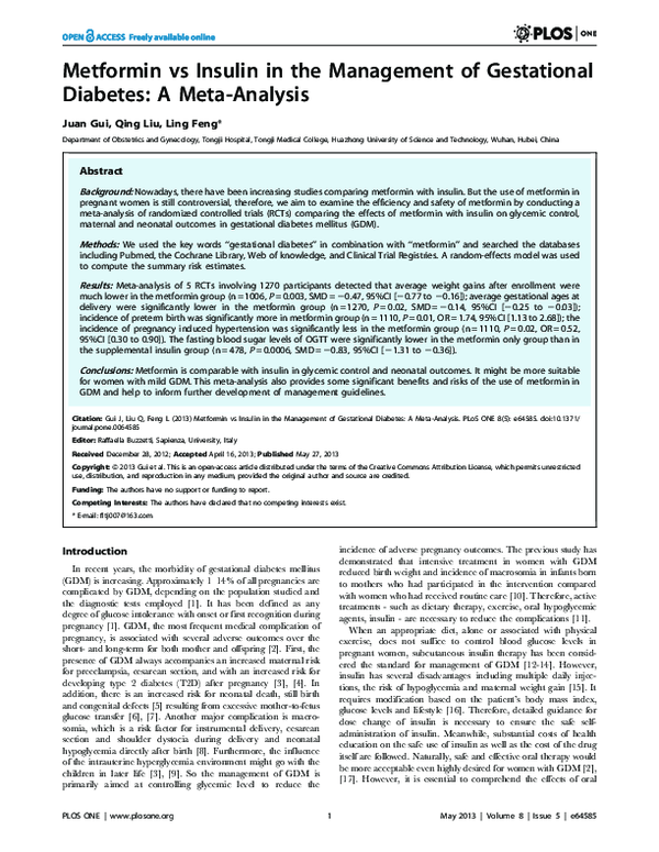 (PDF) Metformin vs Insulin in the Management of Gestational Diabetes: A ...
