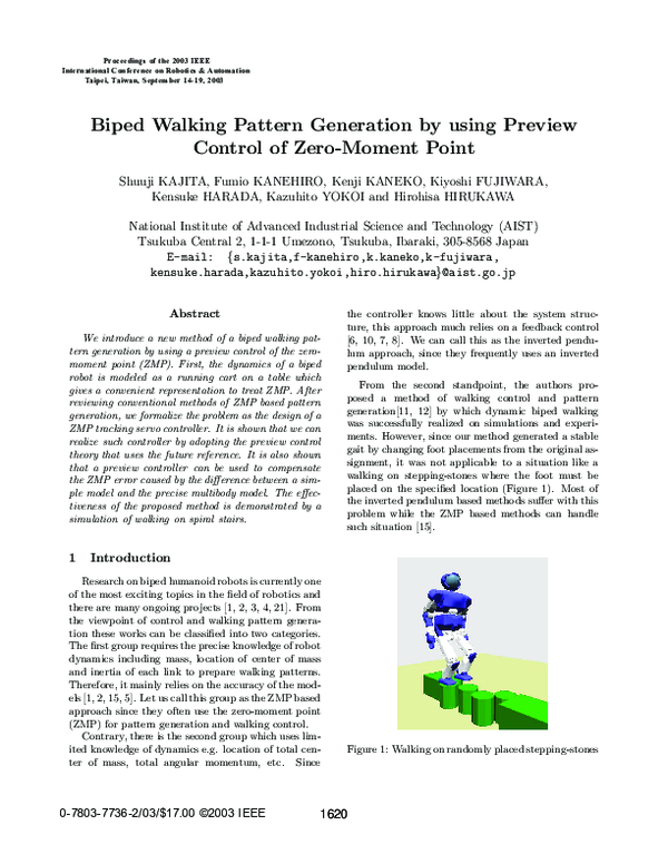(PDF) Biped walking pattern generation by using preview control of zero ...