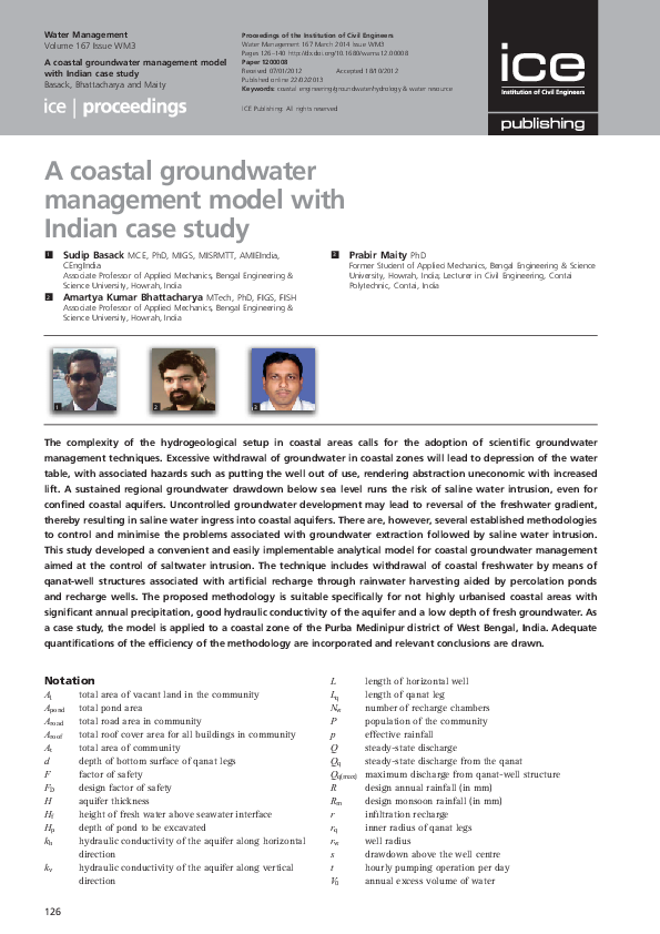 (PDF) A Coastal Groundwater Management Model with Indian Case Study