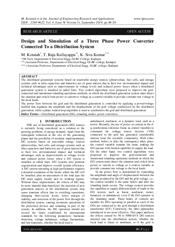 (PDF) Design and Simulation of a Three Phase Power Converter Connected ...