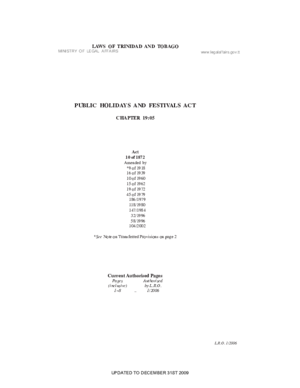(PDF) Laws of Trinidad and Tobago that would be Helpful for HRM Dale