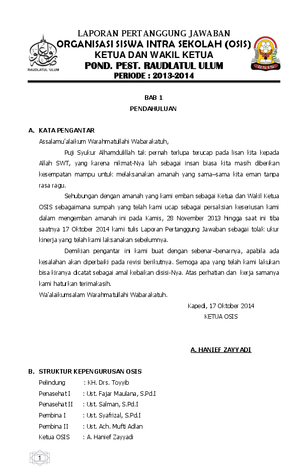 Contoh Laporan Hasil Kegiatan Osis Nusagates