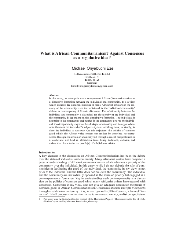 Essay on communitarianism image