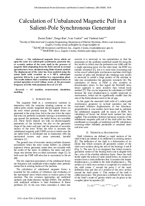 (PDF) Calculation of Unbalanced Pull in a SalientPole