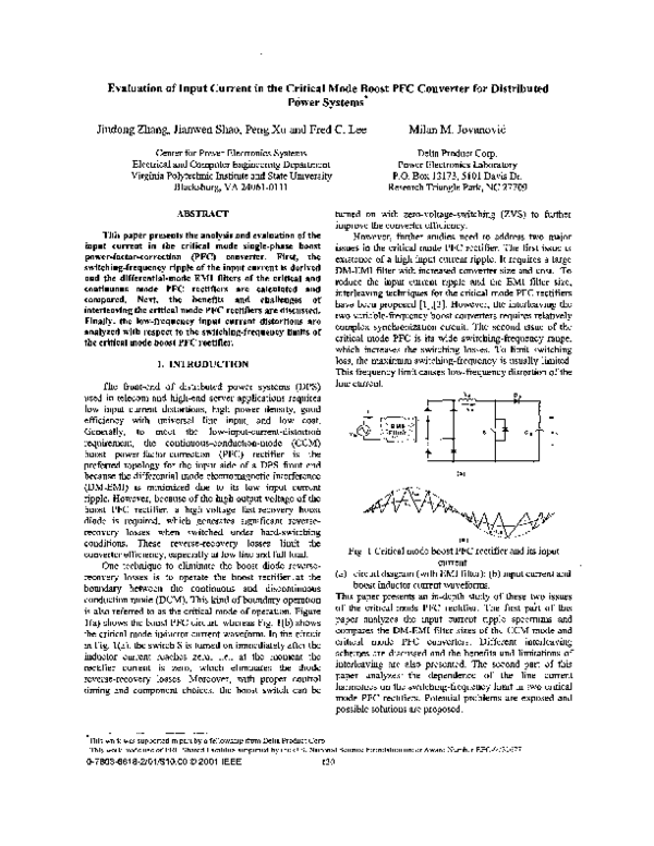 (PDF) Evaluation of input current in the critical mode boost PFC ...