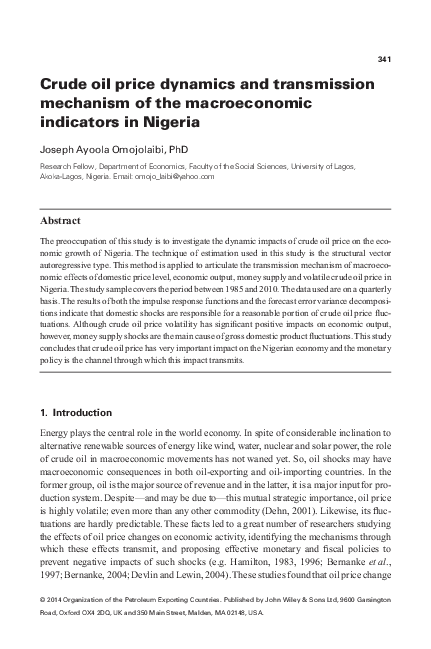 (PDF) Crude oil price dynamics and transmission mechanism of the ...