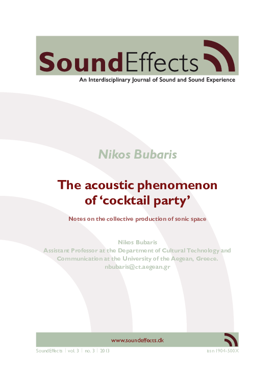 The acoustic phenomenon of ‘cocktail party’: Notes on the collective ...