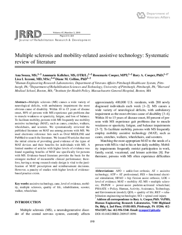 (PDF) Multiple sclerosis and mobility-related assistive technology ...