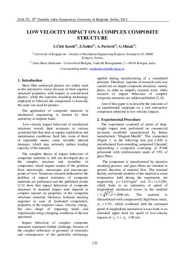 (PDF) LOW VELOCITY IMPACT ON A COMPLEX COMPOSITE STRUCTURE