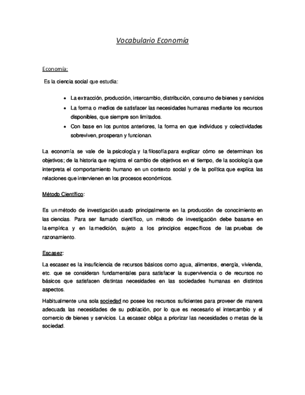 (DOC) Vocabulario Economía