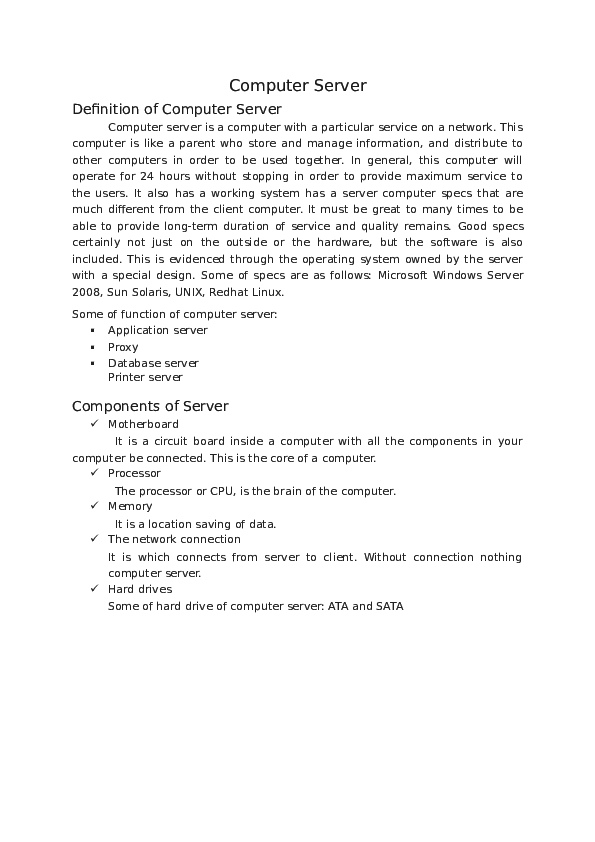 (DOC) Components of Server