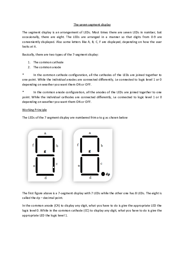 (DOC) The Seven Segment Display, its type and configurations