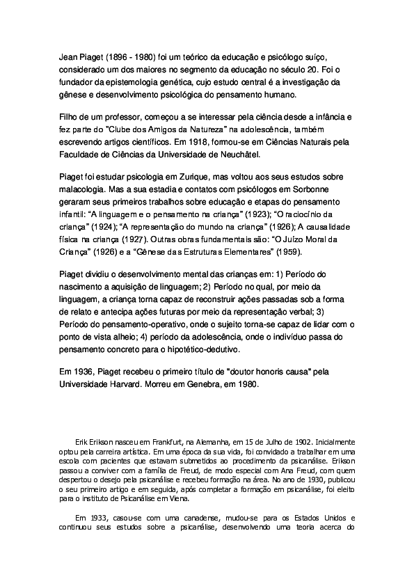 piaget a psicologia da criança