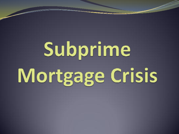 Thesis on subprime 02 picture