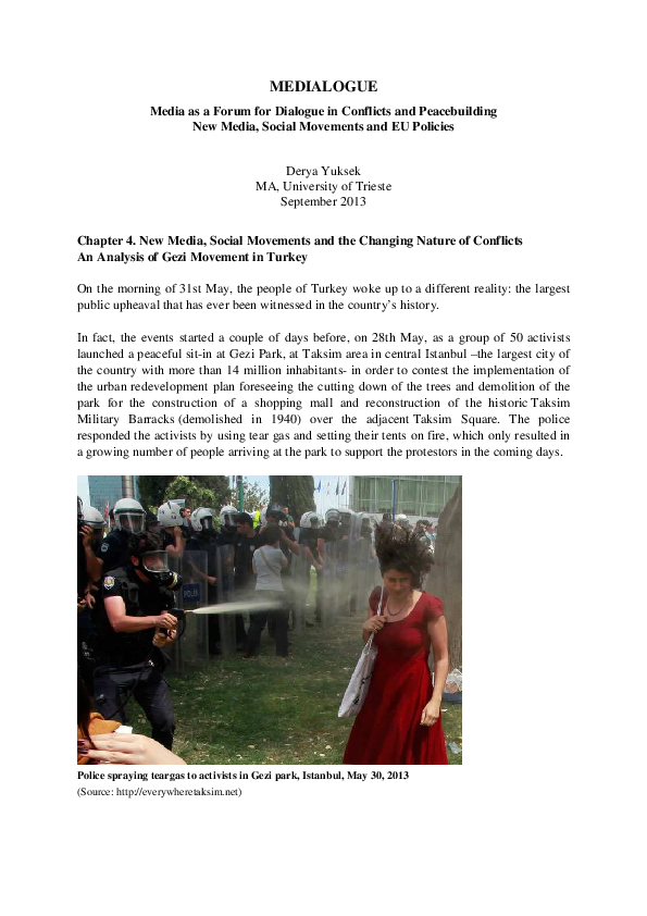 Pdf New Media And Social Movements An Analysis Of Gezi Movement In Turkey Derya Yuksek Academia Edu