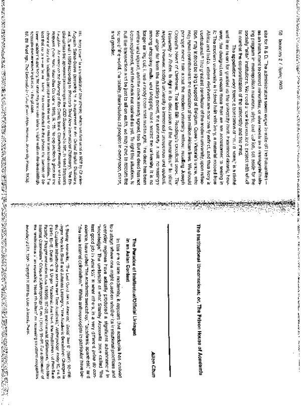 (PDF) The Institutional Unconscious; or, The Prison House of Academia