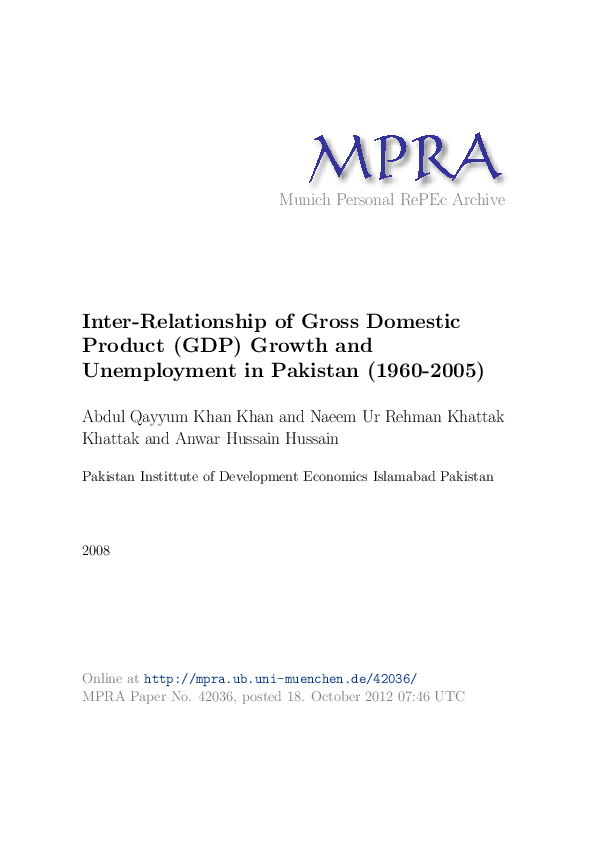 (PDF) Interrelationship of Gross Domestic Product (GDP) Growth and ...
