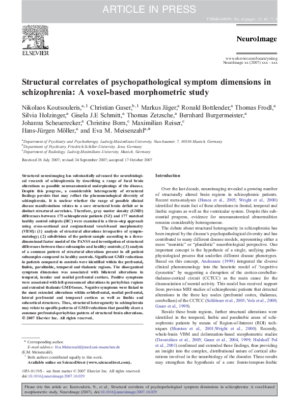 (PDF) Structural correlates of psychopathological symptom dimensions in ...