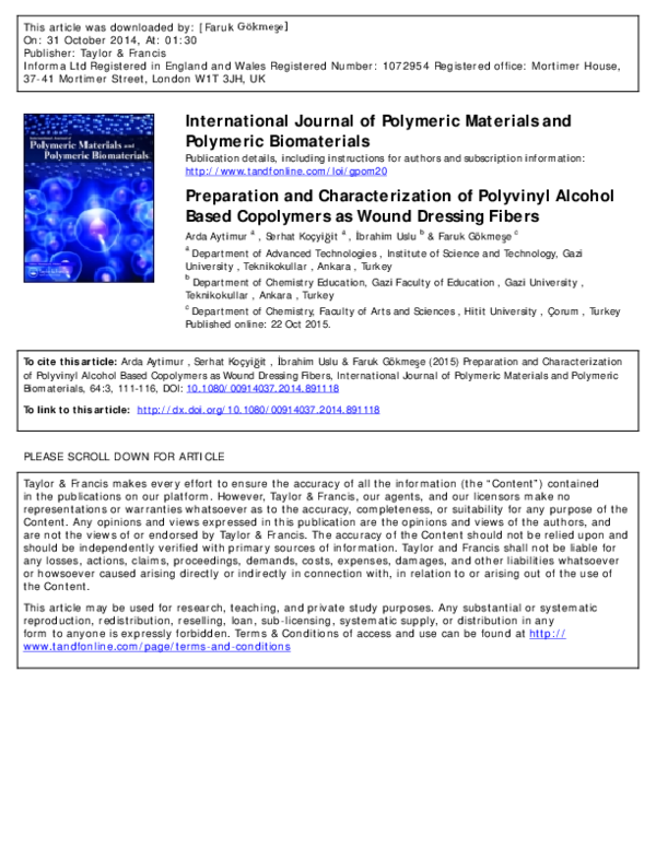 (PDF) Preparation and Characterization of Polyvinyl Alcohol Based ...