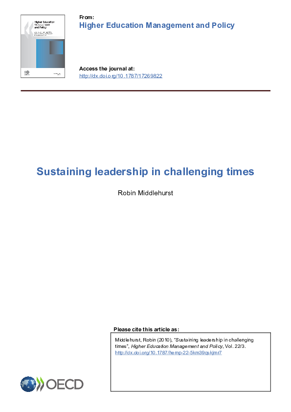 (PDF) Sustaining leadership in challenging times