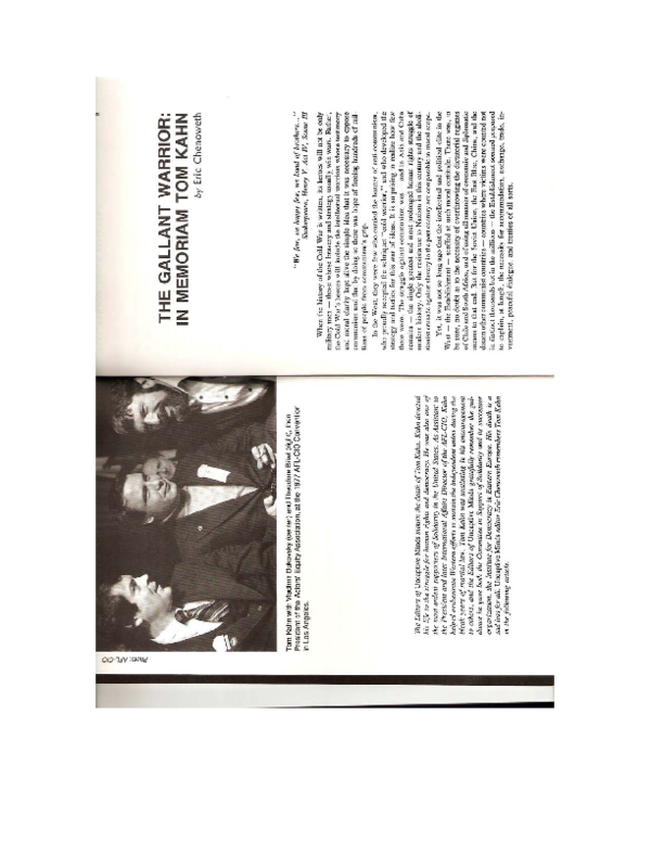 (PDF) The Gallant Warrior: In Memoriam Tom Kahn